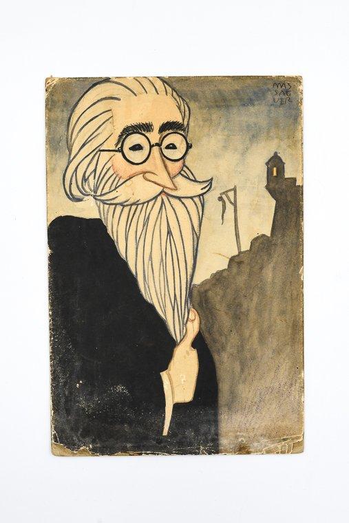 Caricatura de Valle-Inclán ante o Morro da Habana (1)